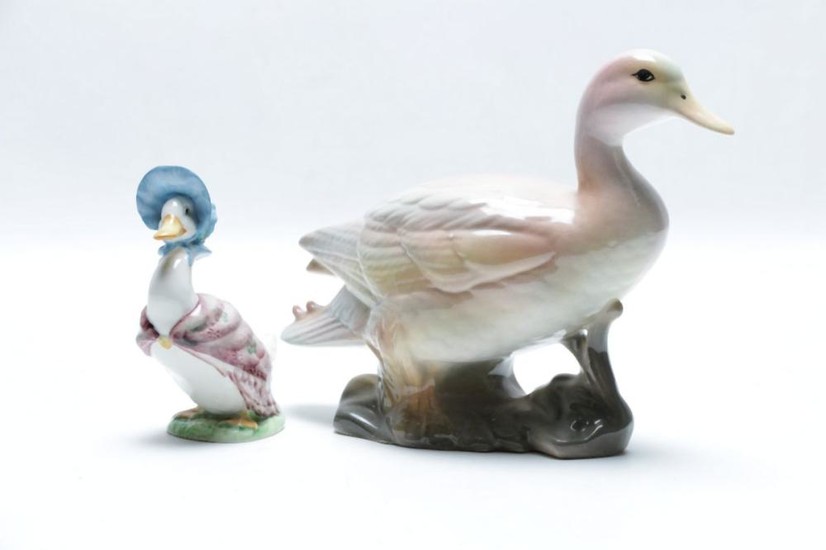 A Beswick Beatrix Potter Duck together with a signed Australian Studio Pottery Duck (signed to base)