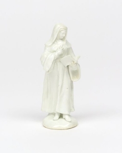 A Bow white glazed figure of a nun c.1755, standin…