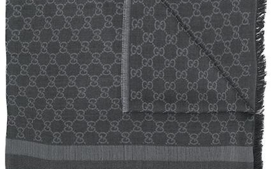A CHARCOAL GREY MONOGRAM PRINT SCARF Gucci