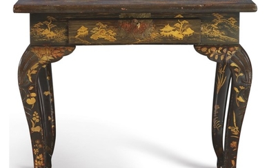 A CHINESE EXPORT BLACK LACQUER TABLE