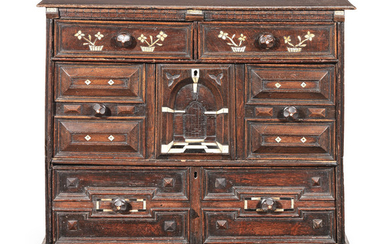 A Charles II joined oak and bone-inlaid chest of drawers, circa 1670