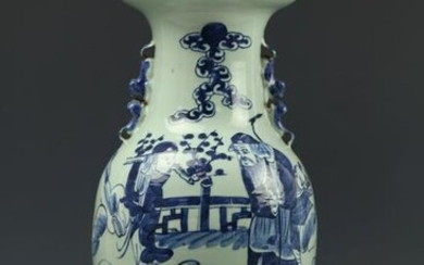 A Chinese Blue and White Figure-stories Porcelain Vase