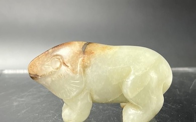 A Chinese Celadon Jade Carved Statue of Bear