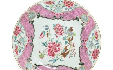 A Chinese Porcelain Charger, Qianlong, painted in famille rose enamels...