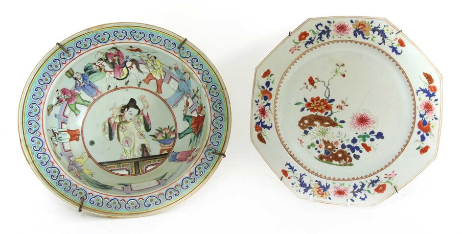 A Chinese export famille rose dish