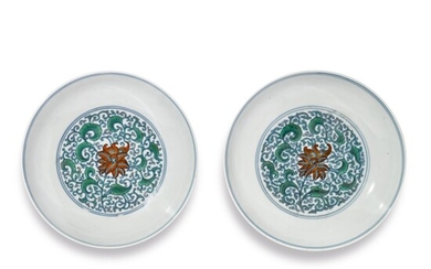 A FINE PAIR OF DOUCAI 'FLORAL' DISHES, YONGZHENG MARKS AND PERIOD