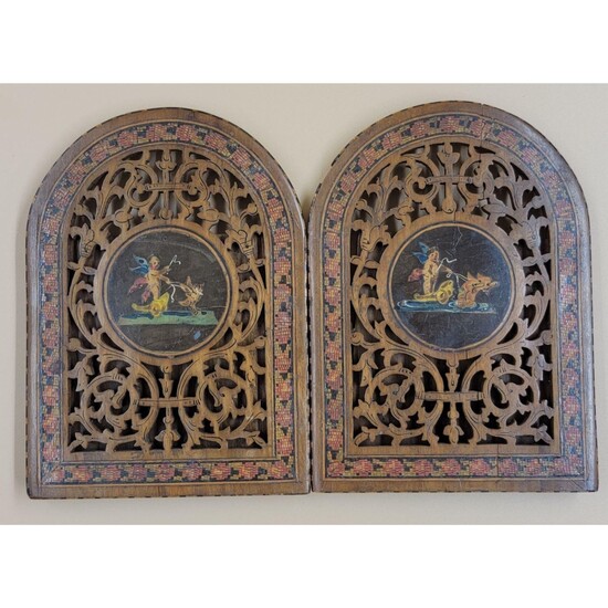 A Fine Pair Of Inlaid Italian Sorrento Bookends Ca 1880