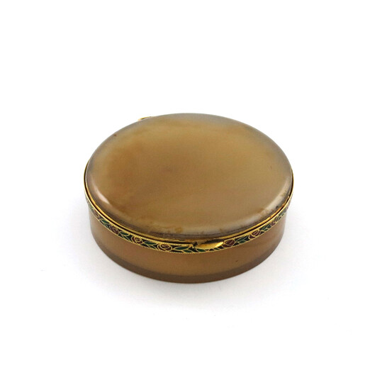 A French gold and enamel mounted hardstone bonbonniere