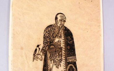 A GOOD CHINESE RUBBING ON PAPER OF AN IMMORTAL FIGURE