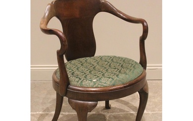 A George II style mahogany framed desk/library chair, 19th c...