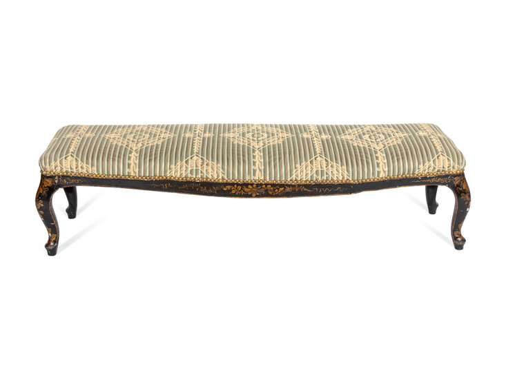A George III Style Chinoiserie Decorated Long Tabouret Stool