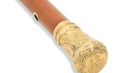 A George III eighteen carat gold-mounted walking cane Maker's mark...