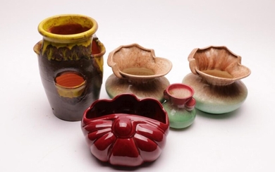 A Group OF Ceramics Incl Pates Pots, Strawberry Pot, Small Bud Vase And Retro Example