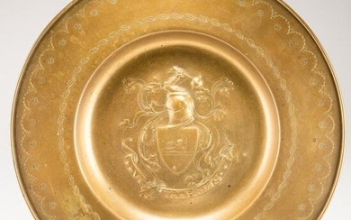 A LARGE BRASS ALMS PLATE