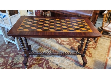 A LATE 19TH CENTURY PARQUETRY INLAID HALL / SIDE TABLE, with...