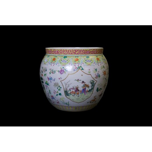 A Large 'Famille Rose' Jardiniere, 20th Century H48cm W54.5...