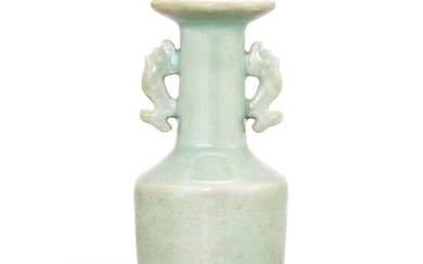 A Longquan celadon mallet vase, Song dynasty 宋 龍泉青釉魚龍耳盤口瓶