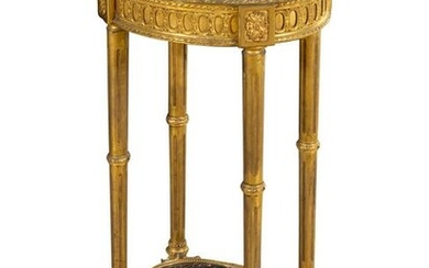 A Louis XVI Style Gilt Bronze and Marble-Inset Table