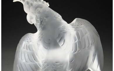 A Marc Lalique for Lalique Clear and Frosted Glass Ara Cockatoo Figure (post-1945)