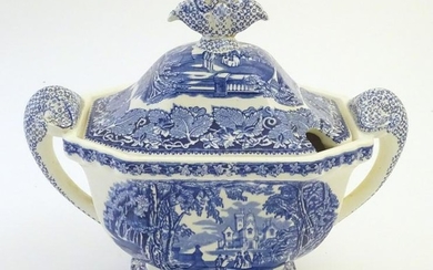 A Mason's ironstone china blue and white lidded tureen