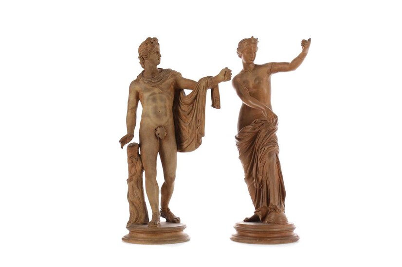A PAIR OF LATE VICTORIAN TERRACOTTA FIGURES AFTER THE ANTIQUE