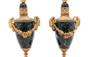 A PAIR OF LOUIS XVI STYLE URNS