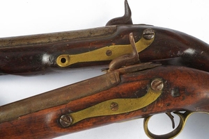 A PAIR OF TRANSFORMED PERCUSSION PISTOLS FROM THE INDIAN COMPANIES
