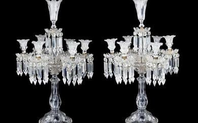 A Pair Of Baccarat Molded Glass Candelabra
