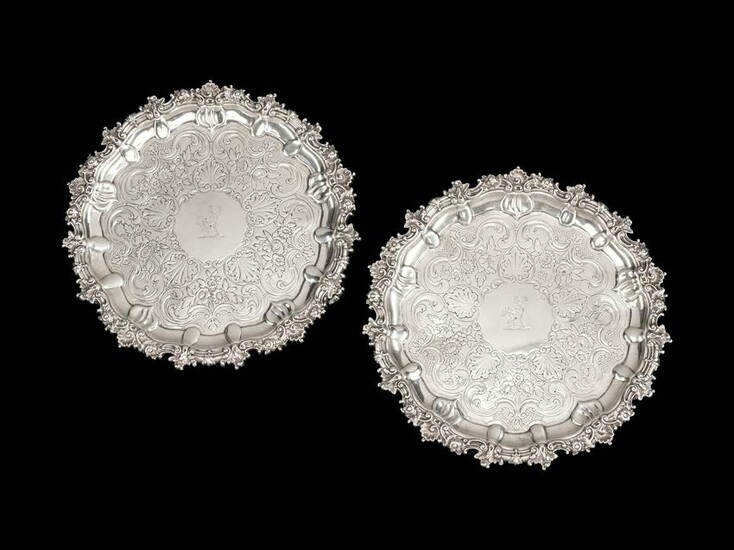 A Pair of George IV Scottish Silver Trays Diameter 11