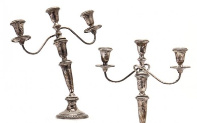 A Pair of Sterling Silver Candelabra