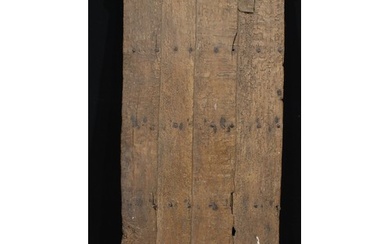 A Post-Medieval oak four-plank door, wrought iron hinges, 14...