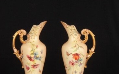 A STYLISH PAIR OF ROYAL WORCESTER BLUSHED IVORY AND RELIEF...