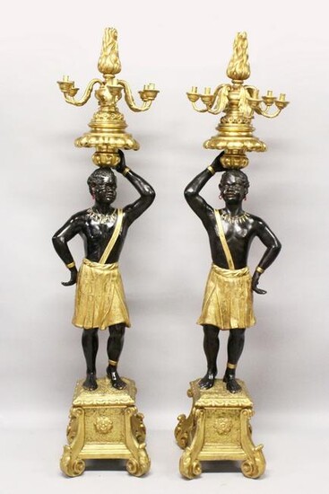 A SUPERB LARGE PAIR OF 19TH CENTURY STANDING NUBILE