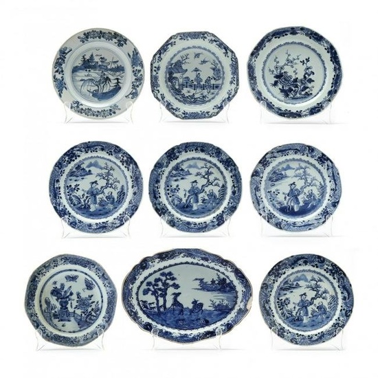 A Selection of Antique Chinese Blue and White Export Porcelain
