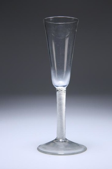 A TALL ALE GLASS, MID-18TH CENTURY, with drawn trumpet