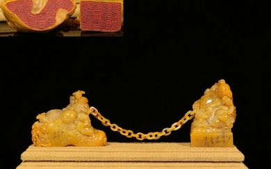 A TIANHUANG STONE SEAL CARVED WITH DRAGON PATTERN
