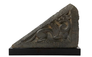 A TRIANGULAR RELIEF CARVING WITH A MYTHICAL CREATURE Ancient region of Gandhara, 2nd - 3rd century