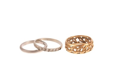 A Trio of Wedding Rings in Platinum & Gold