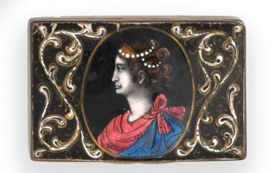 A Victorian Silver-Mounted Limoges-Style Enamel Box, The Silver Mounts by...