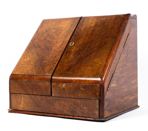 A Victorian burr walnut stationary box