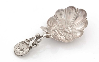 A Victorian silver caddy spoon.