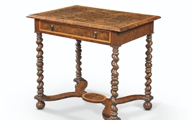 A WILLIAM AND MARY OYSTER-VENEERED OLIVEWOOD, WALNUT AND FRUITWOOD SIDE TABLE
