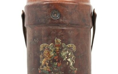 A WWI British Royal Navy Leather Artillery Bucket with