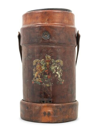 A WWI British Royal Navy Leather Artillery Bucket with