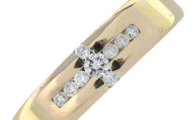 A brilliant-cut diamond band ring.