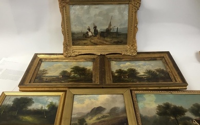 A collection of six framed oil paintings unsigned and unattr...