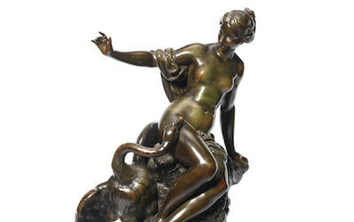 A late 19th century bronze figural group of Leda and the swan
