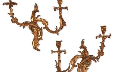 A pair of French gilt bronze two...