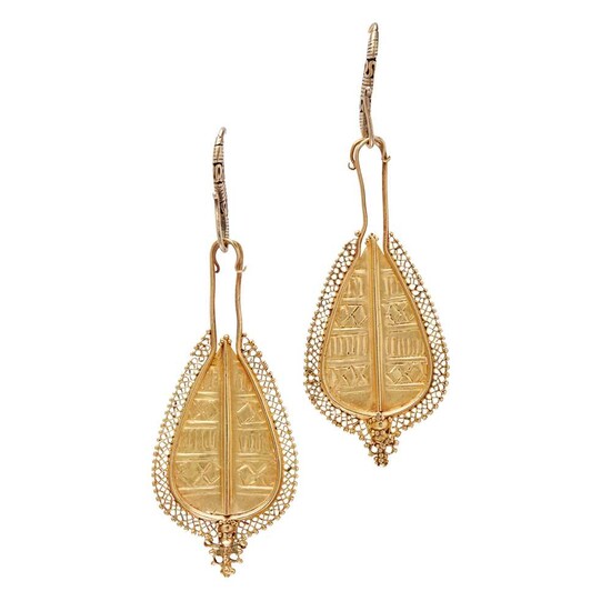 A pair of South East Asian pendant earrings