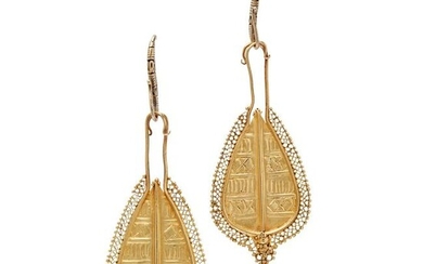 A pair of South East Asian pendant earrings